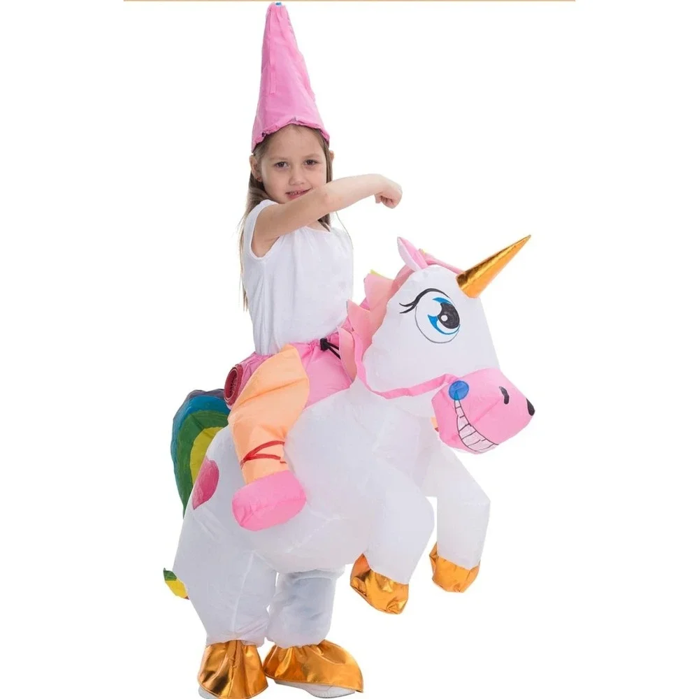 Inflatable Kids Halloween Costume Blow Up Ride on Unicorn‎ Costume Kid Size 7-10